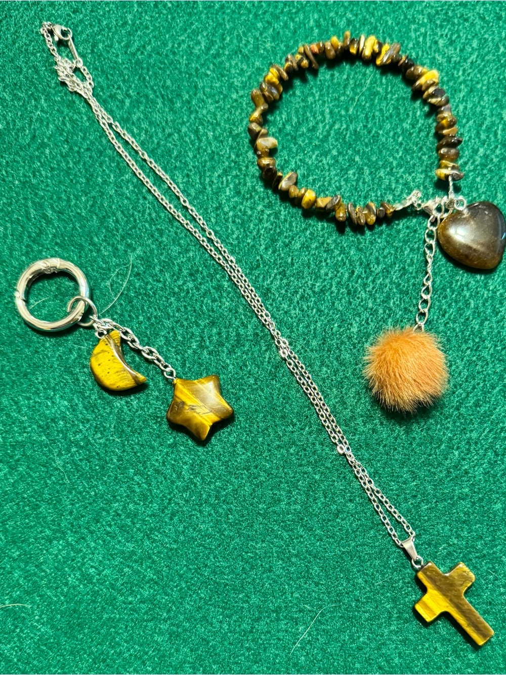 Tiger Eye Cross Necklace Set